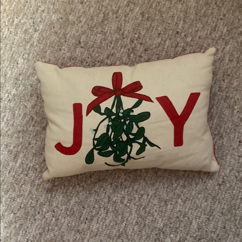 Festive Joy Pillow with Red and Green Design